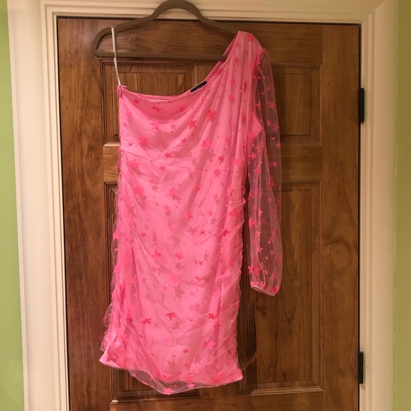 SHEIN One-Shoulder Pink Star Dress - Picture 2 of 9